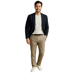 BANANA REPUBLIC Straight Fit Khaki Pinstripe Chino Pants Sz 35/30 Cotton Preppy